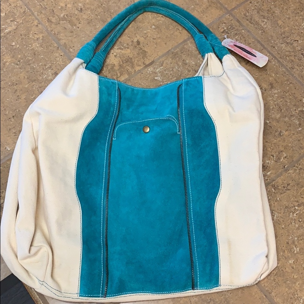 NWT Chinese Laundry Canvas and Suede Tote